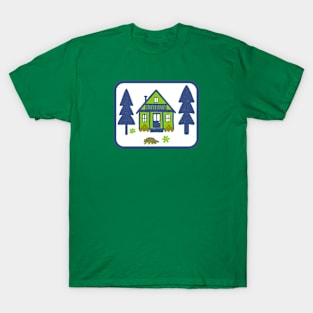 Cosy Cabin (Neon Green & White) T-Shirt